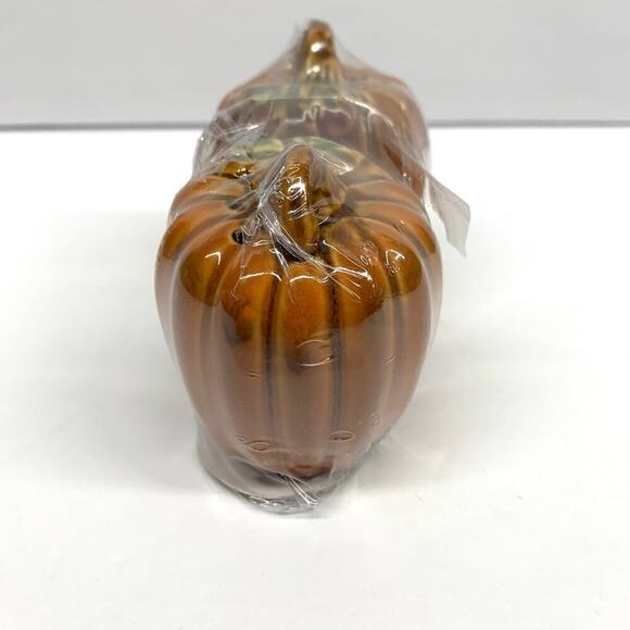 NOS Vintage Inspired Pumpkin Fall Harvest 2”x2” Salt Pepper Shaker Set Ceramic - Picture 2 of 9